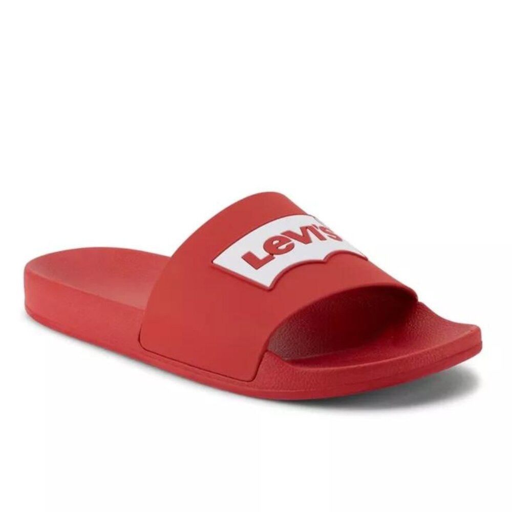 Levis Men's Slide-2 Sandals Slip-On Shoes Logo Red